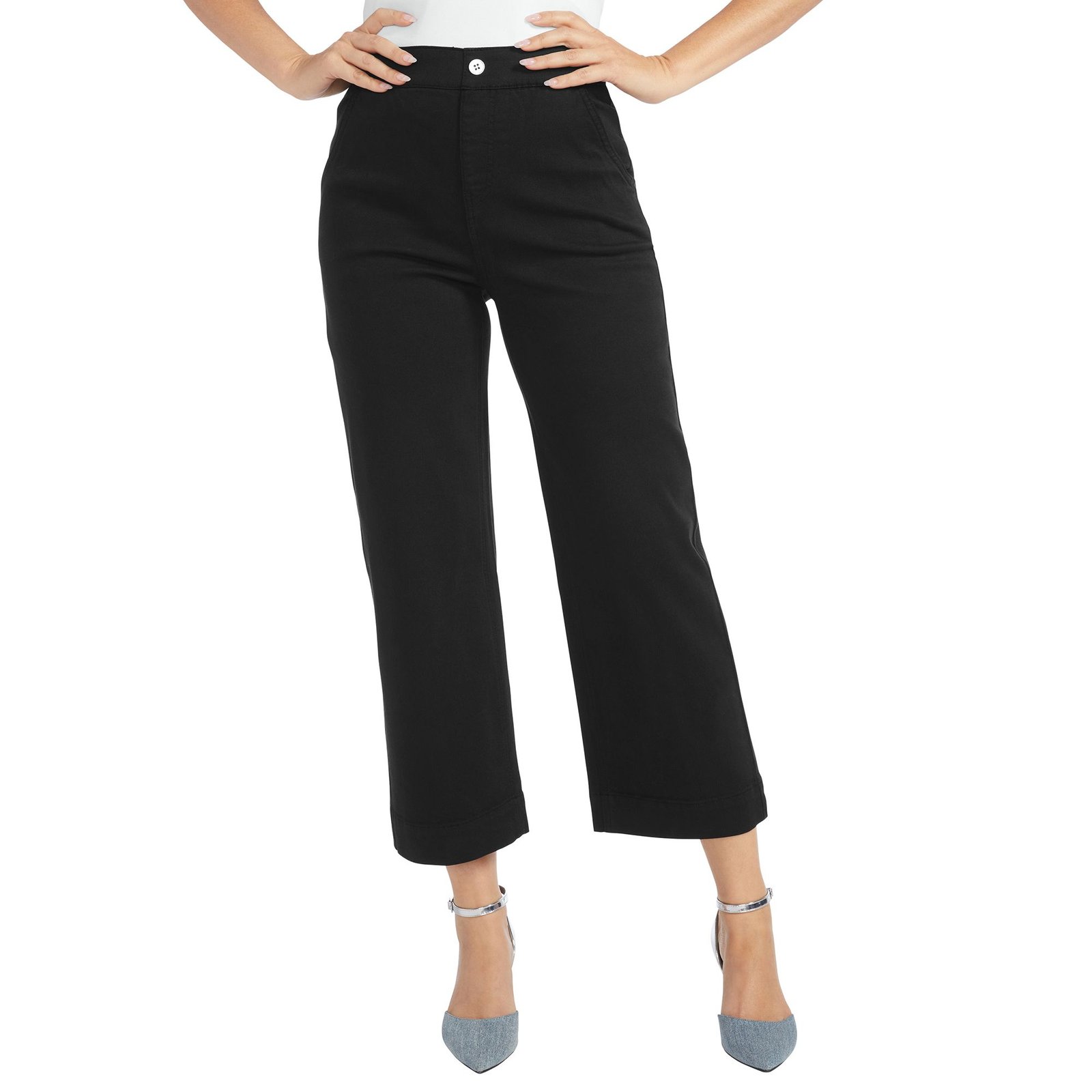 Masseys Cropped Wide-Leg Pant Black Pants W