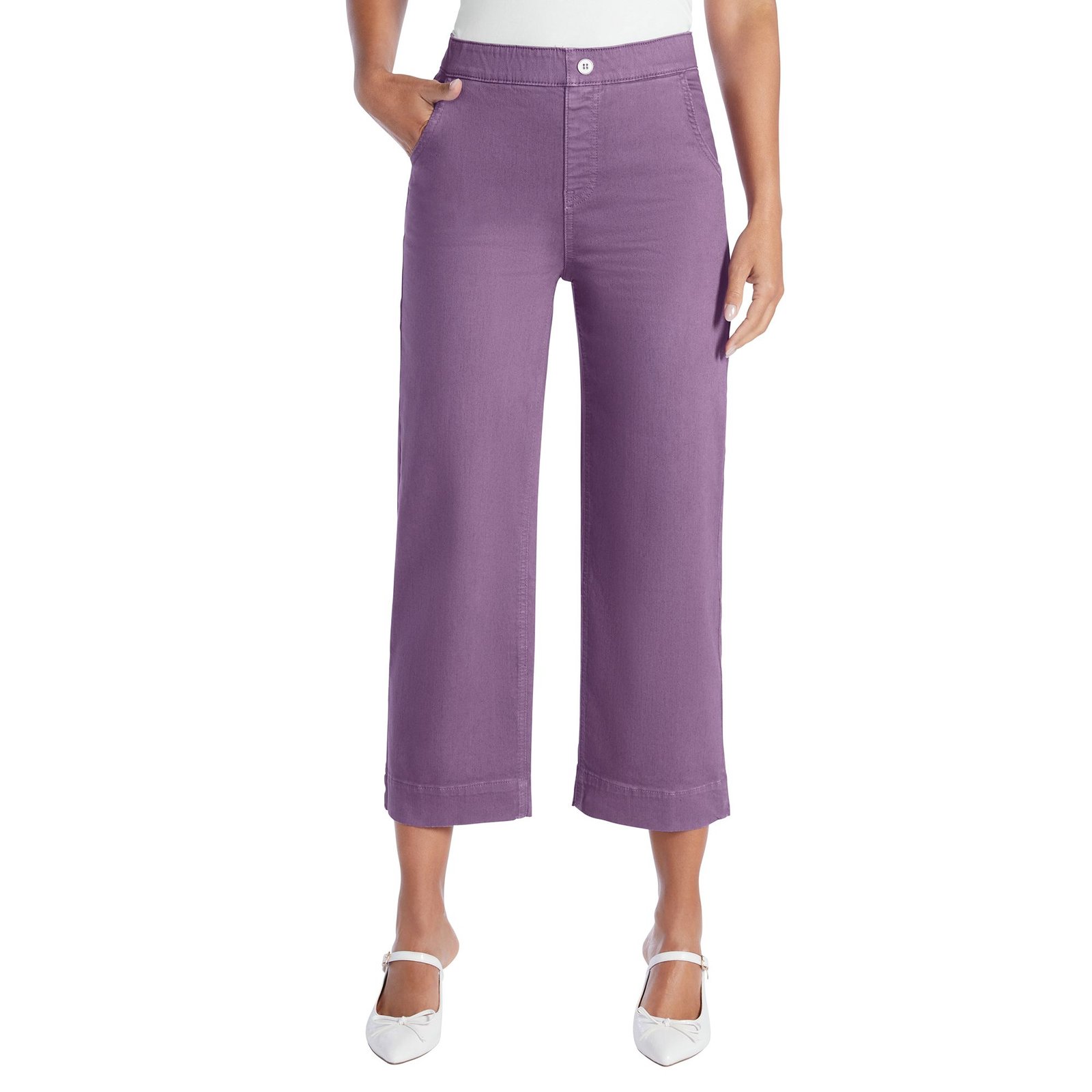 Masseys Cropped Wide-Leg Pant Purple Pants