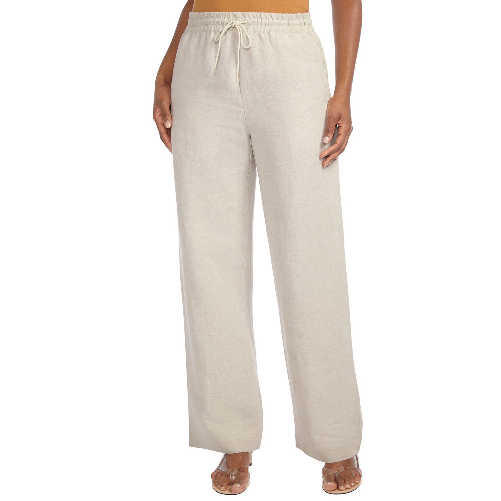 Masseys Wide-Leg Linen Blend Pant Bone Pants X