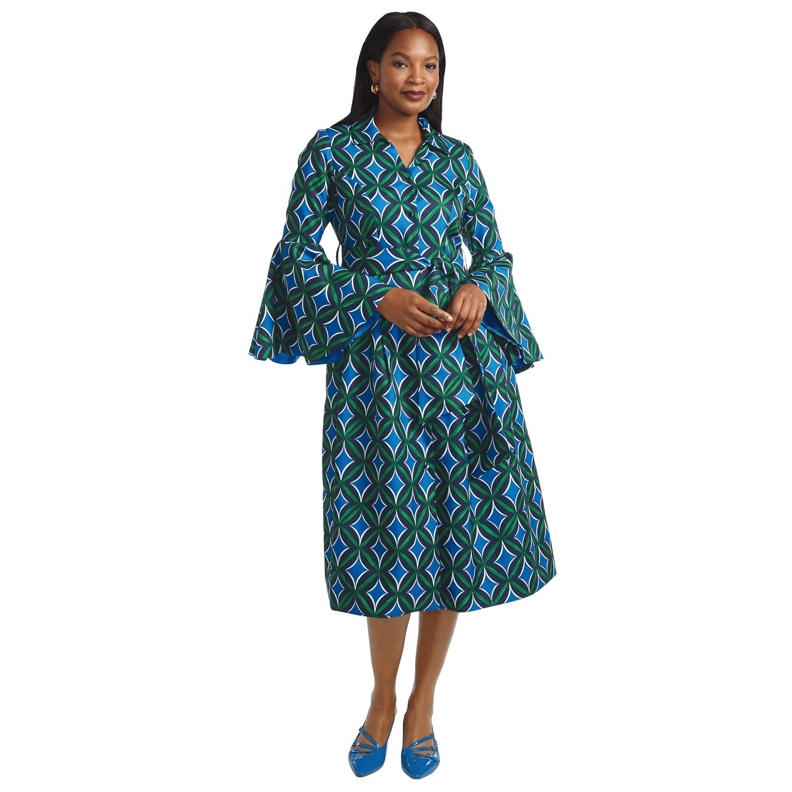 Masseys Bell Sleeve Midi Dress Multi Dresses W
