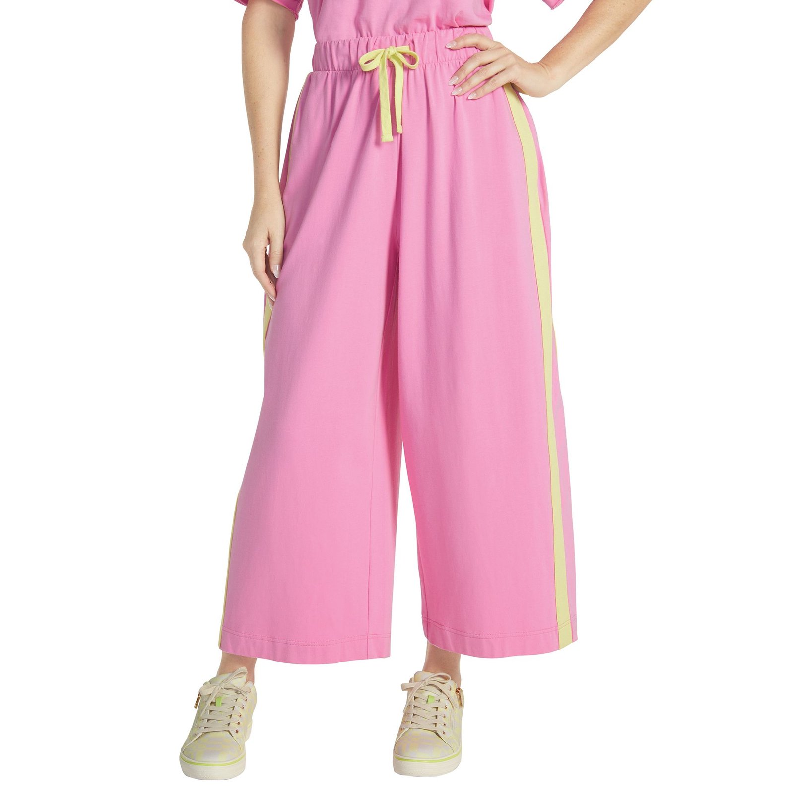 VEVO ACTIVE Racing Stripe Cropped Pant Pink Pants