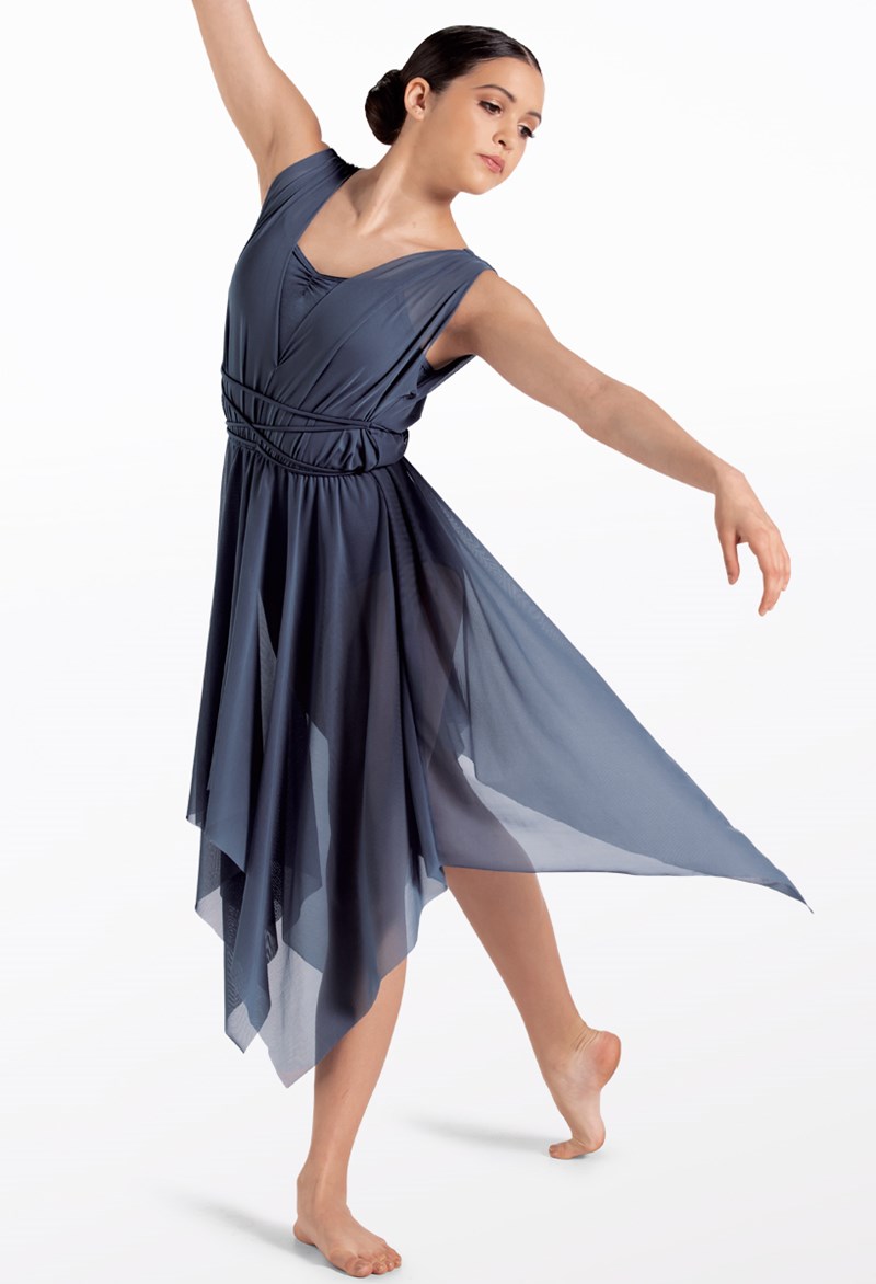 Mesh Handkerchief Hem Dress - Indigo - Large Child - Dance Dress