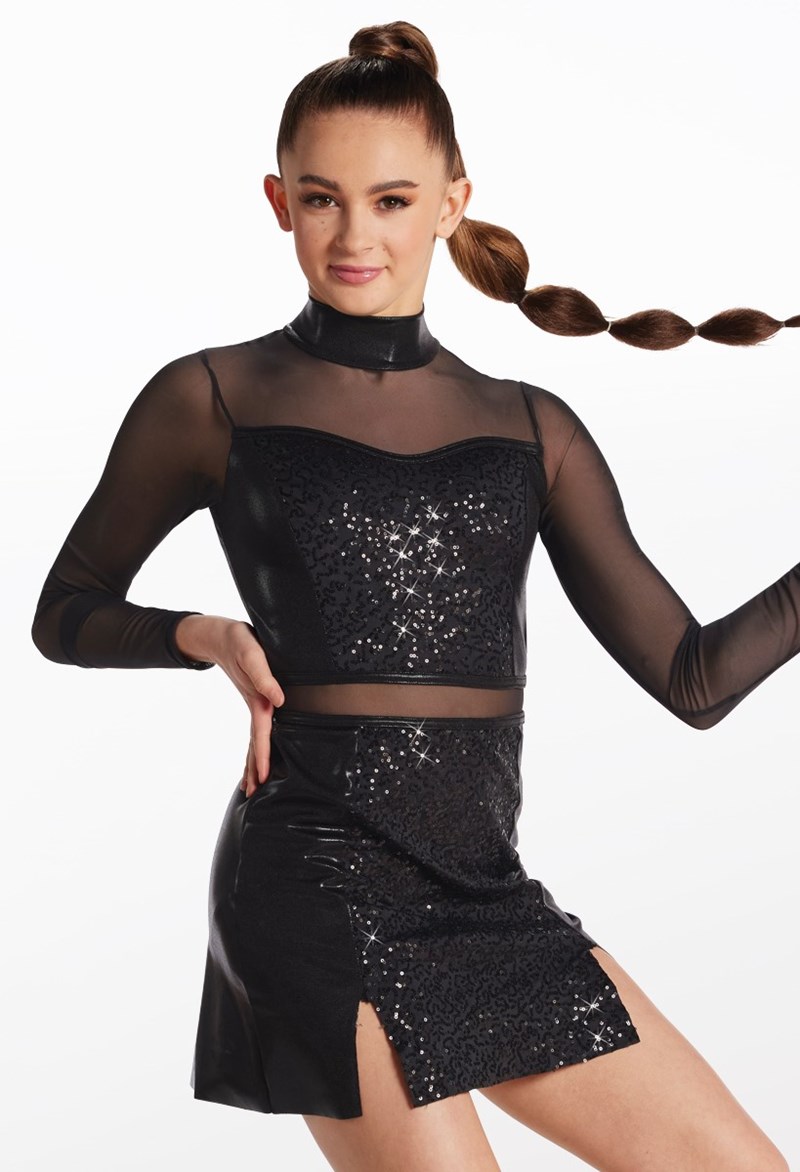 Metallic Sequin Panel Dress - Black - Adult - Dance Dress
