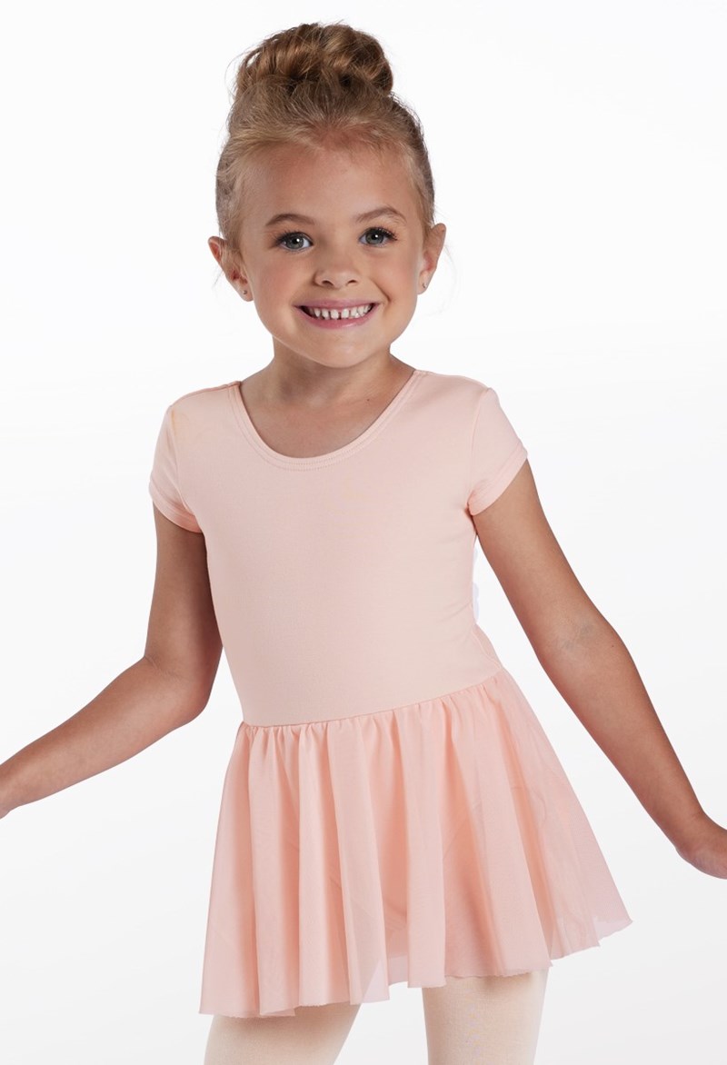 Sara Short Sleeve Bow Dress - Soft Pink - Child - Dance Dress