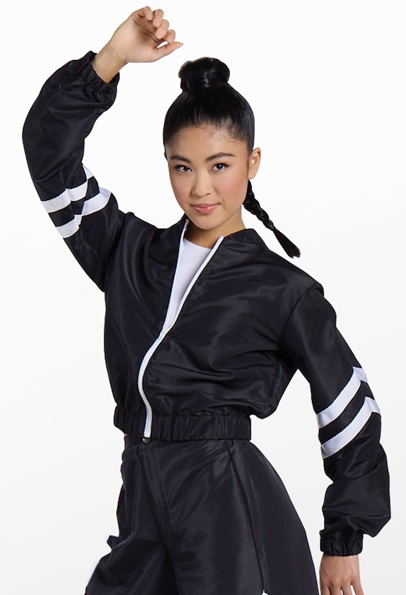 Chevron Stripe Cropped Jacket - Black - Large Adult - Dance Top