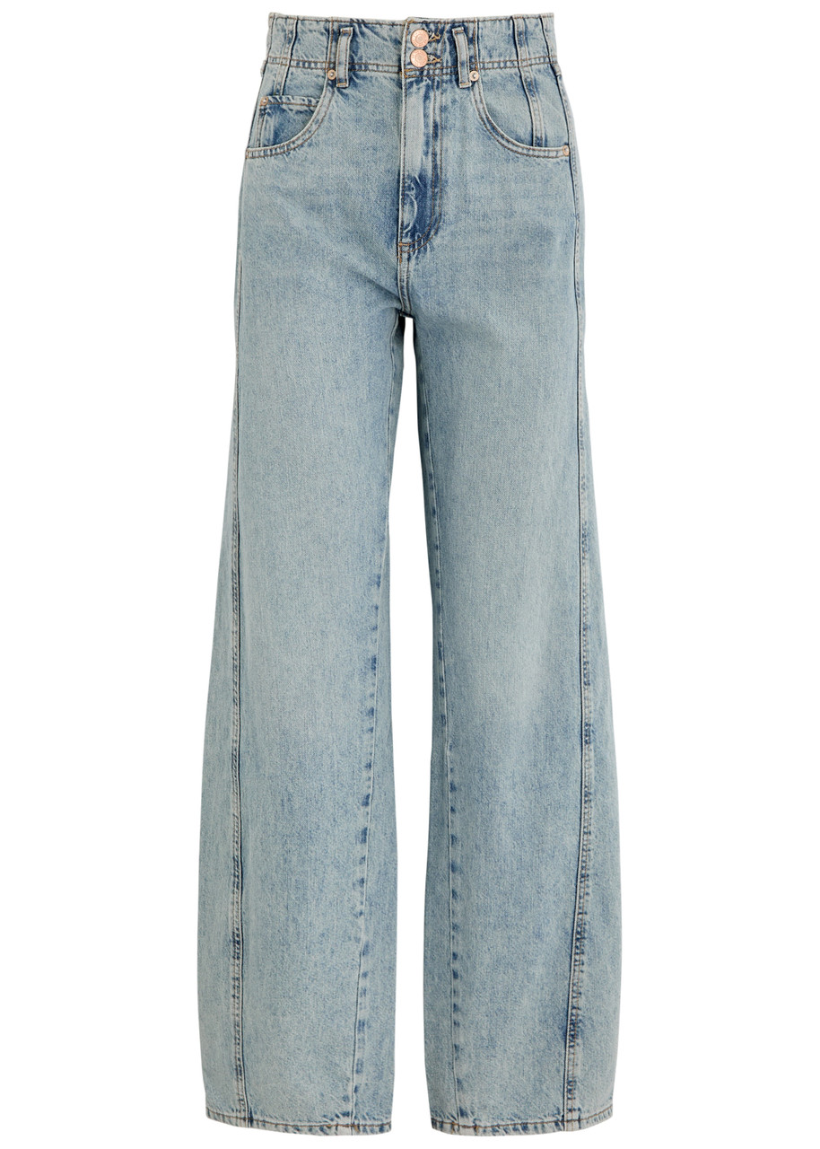 Free People Aster Panelled Straight-leg Jeans - Light Blue - W S