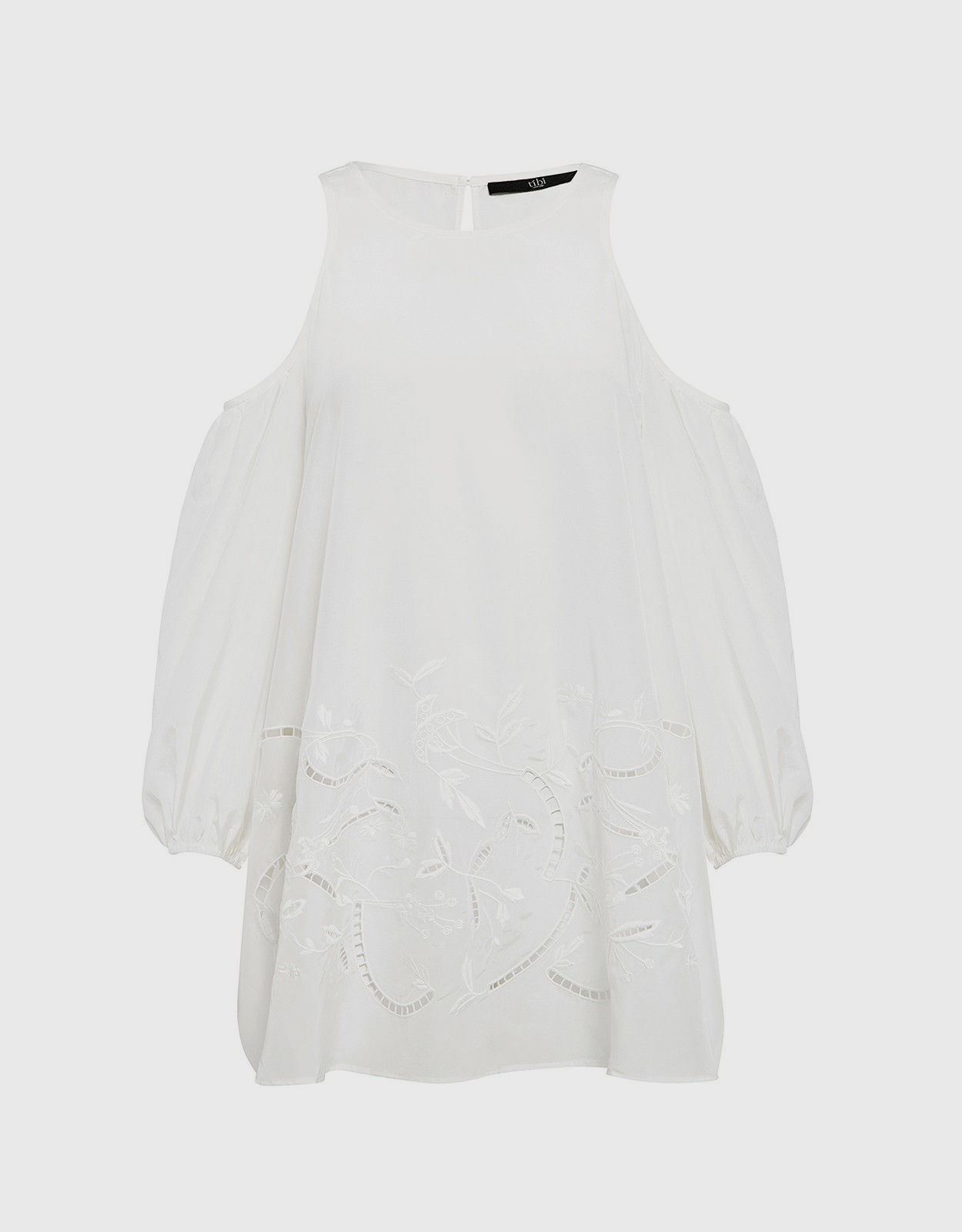 Tibi CARMEN EMBROIDERY COLD SHOULDER TUNIC Top
