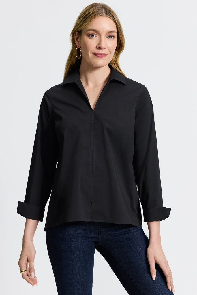 Agnes Petite No Iron Stretch Long Sleeve Popover Shirt