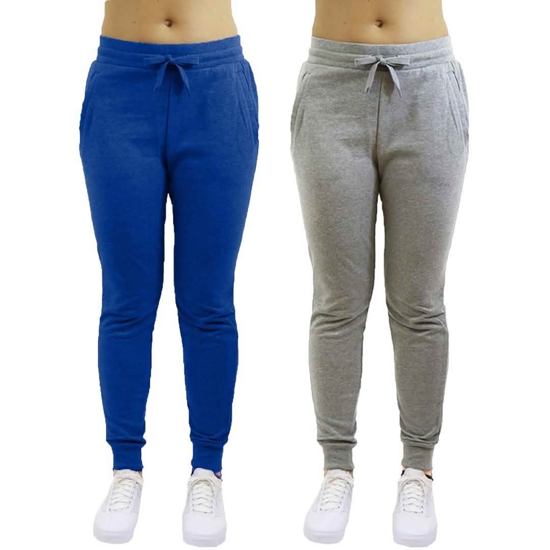 -Pack: Galaxy By Harvic Women's Heavyweight Fleece-Lined Joggers - BlueHeather Gray