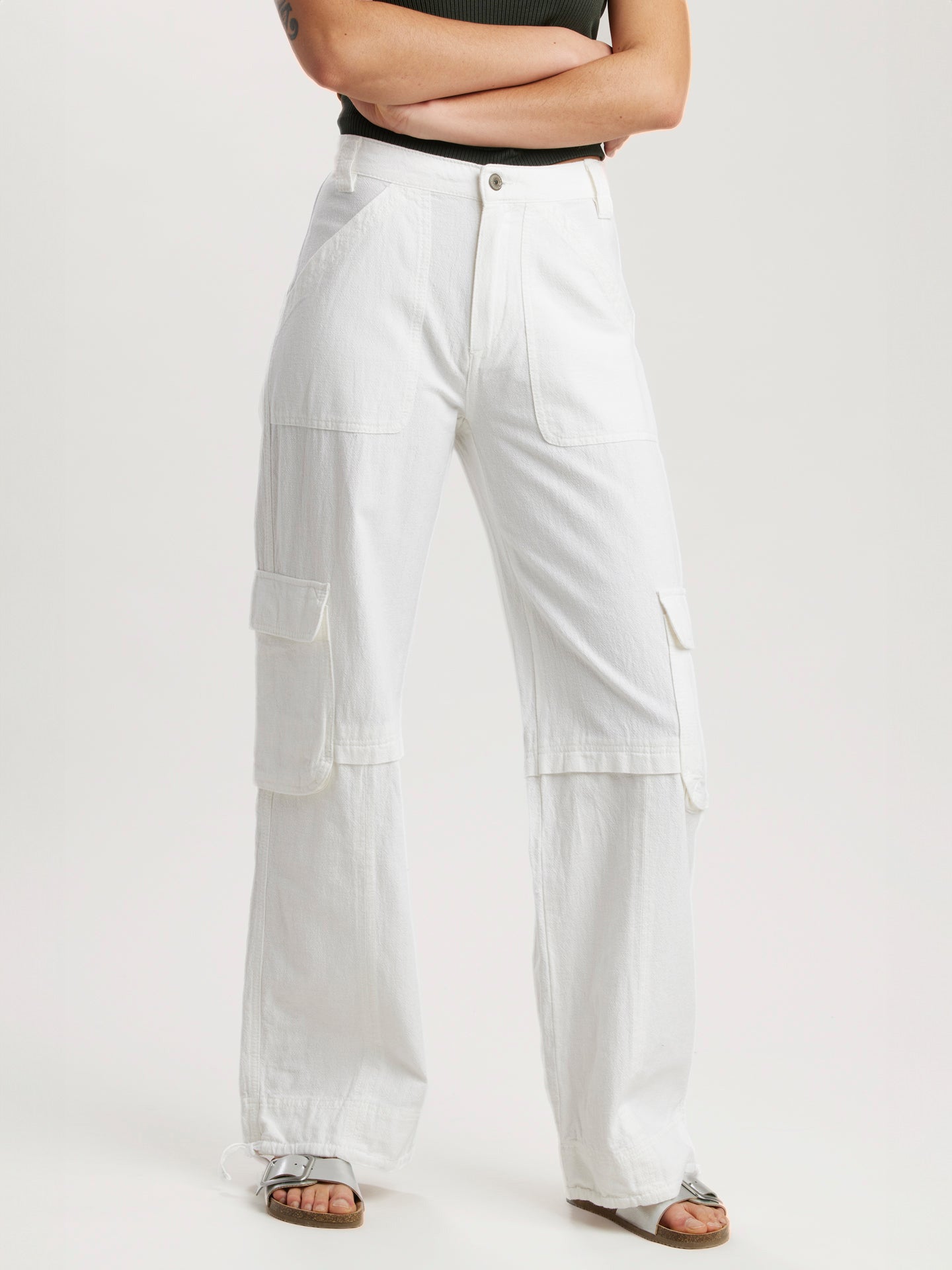 Women's Pant Wide Leg Colin Cargo Supplies Cotton by UNIONBAY, Snow White