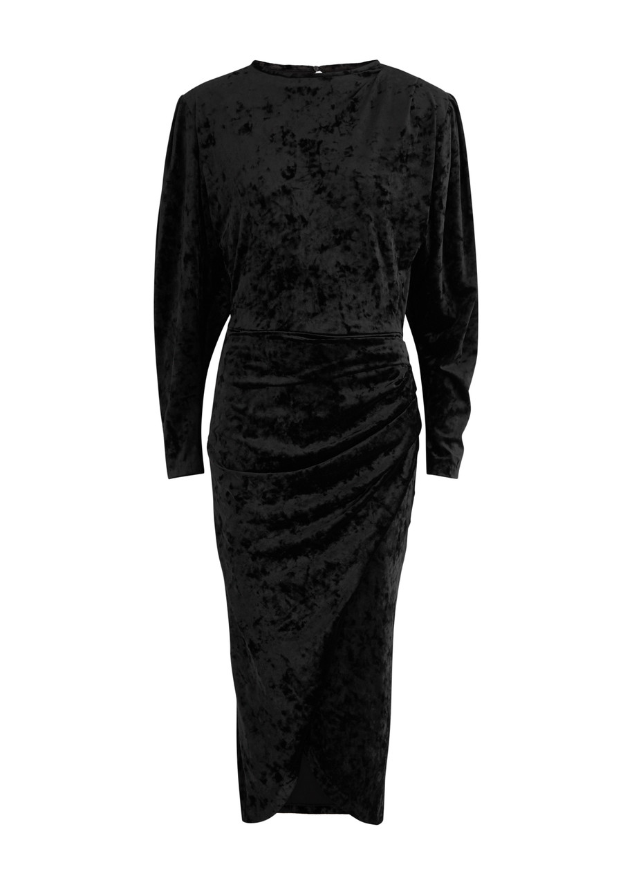 Isabel Marant toile Hadley Draped Velvet Midi Dress - Black - M