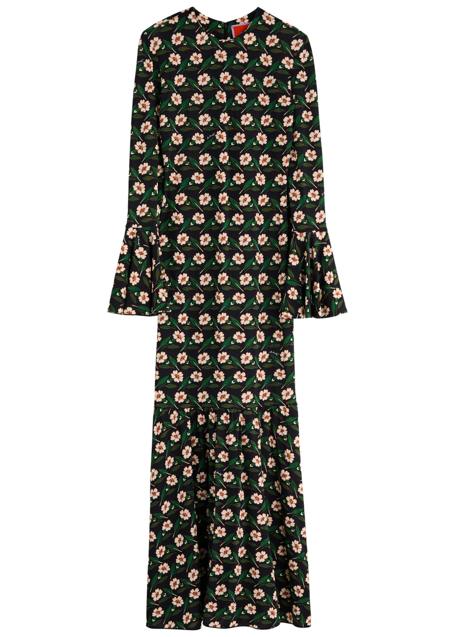 LA Double J Alba Floral-print Stretch-jersey Maxi Dress - Multicoloured