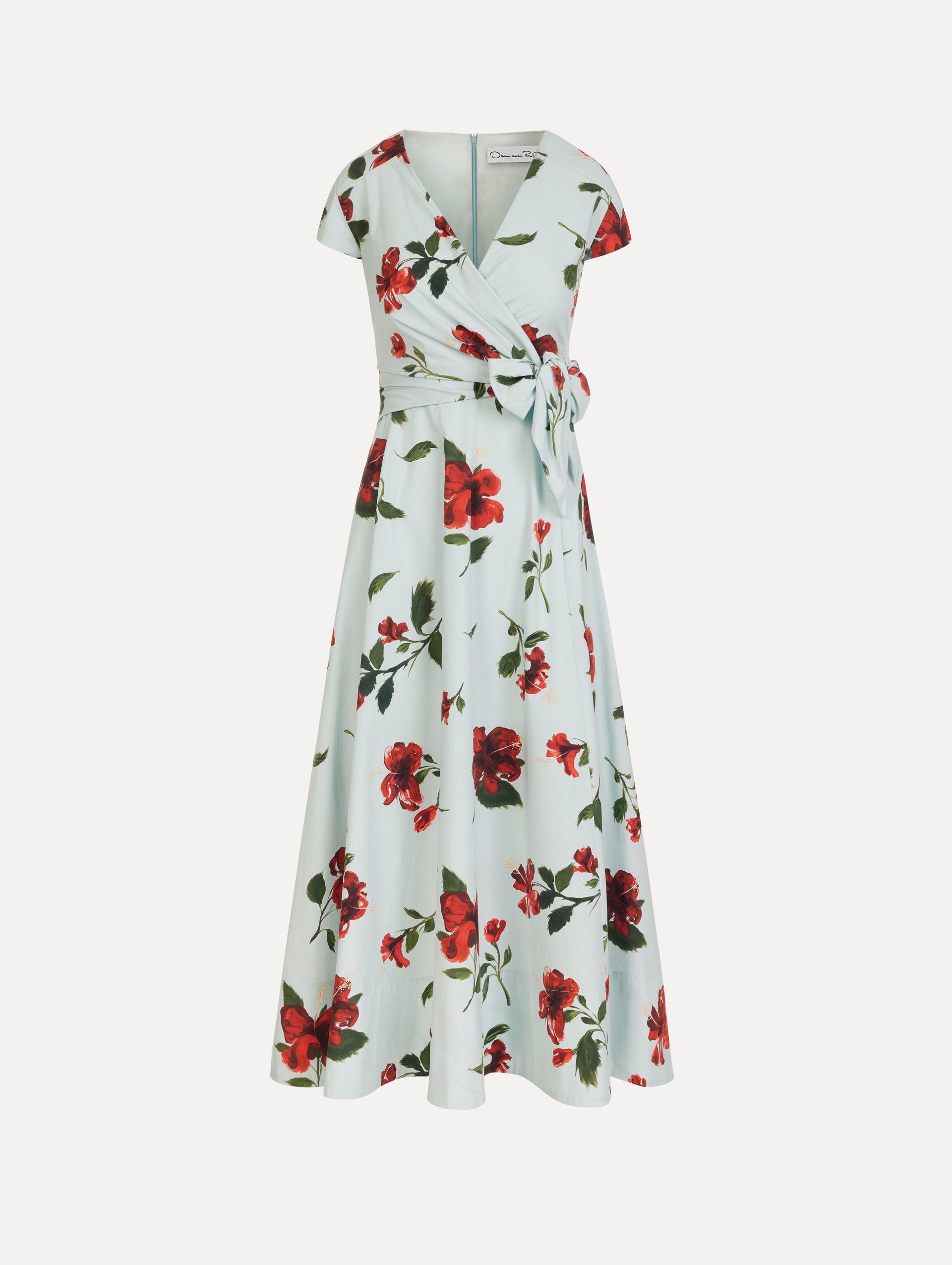 Hibiscus Cotton Poplin Wrap Dress
