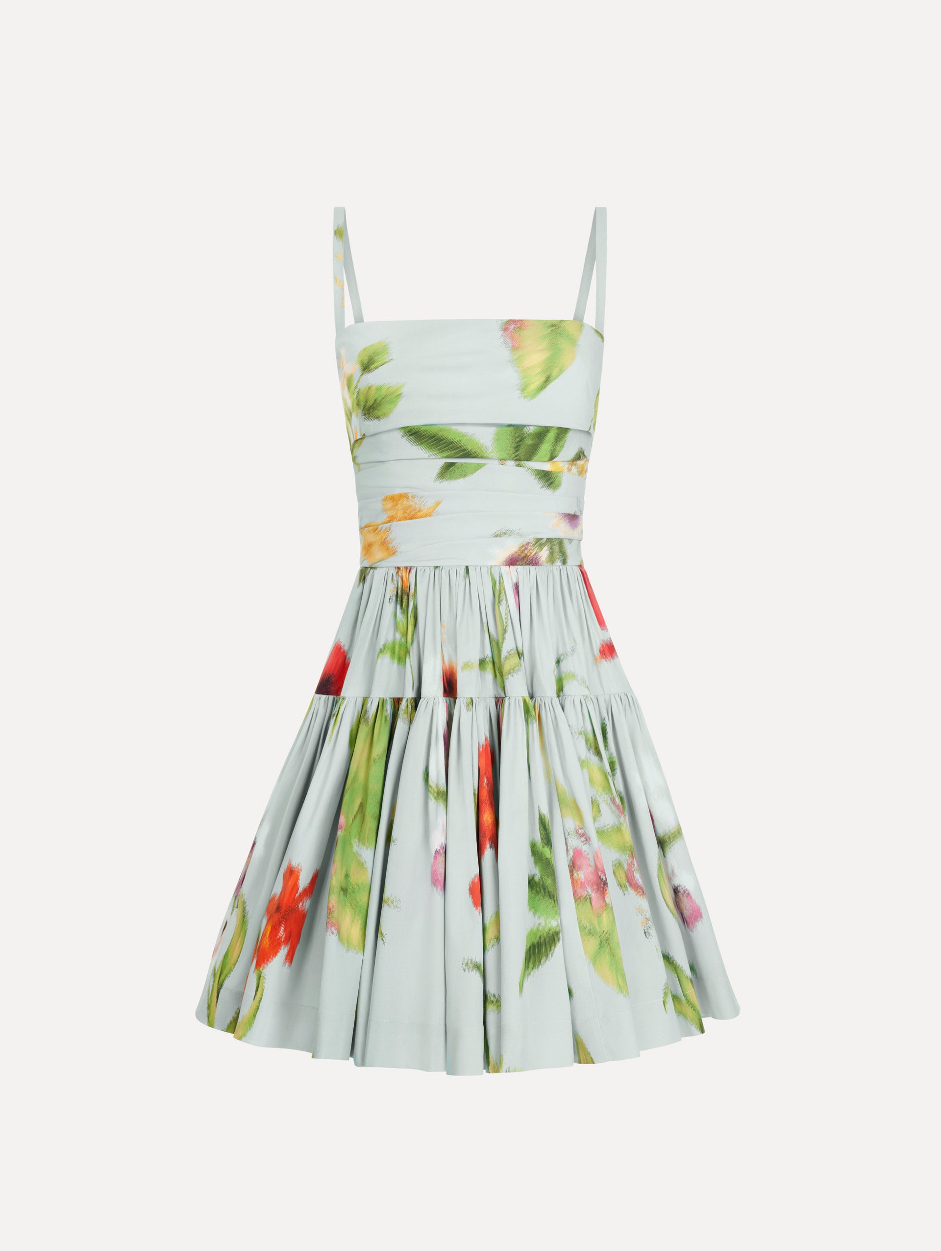 Chin Dominican Mixed-Floral Cotton Poplin Tiered Dress
