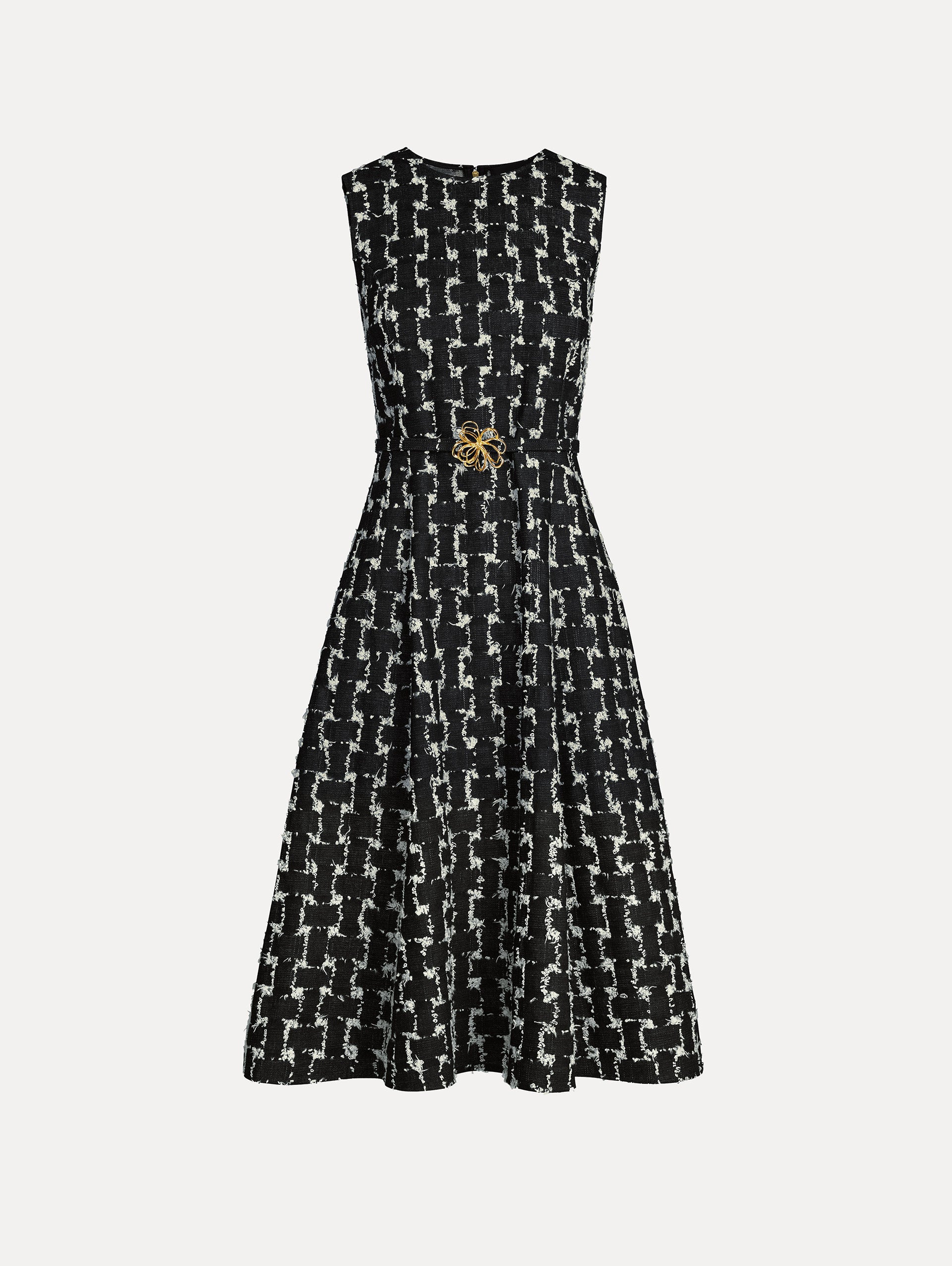 Woven Denim Jacquard Midi Dress
