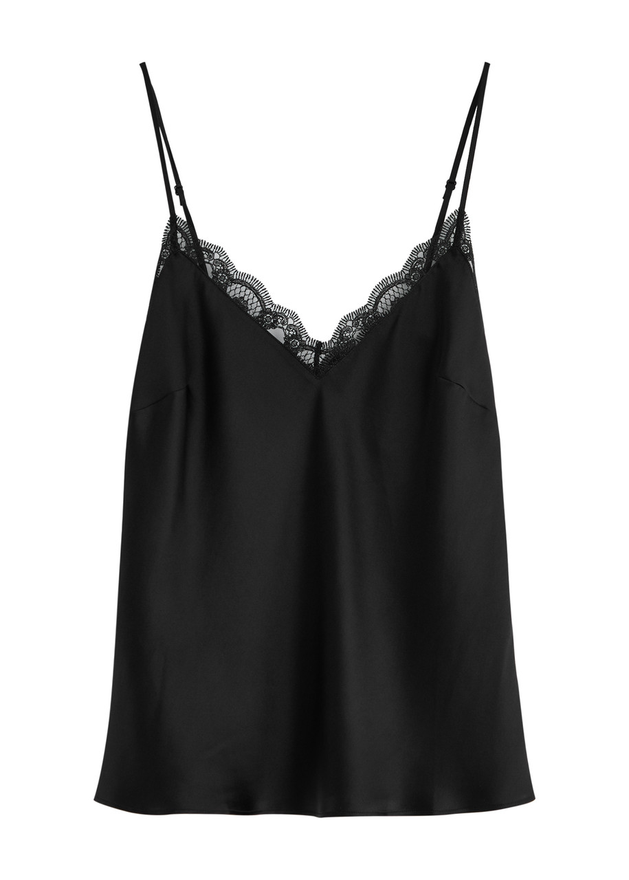 Simone PRLE Love Me Lace-trim Silk-satin Camisole top - Black
