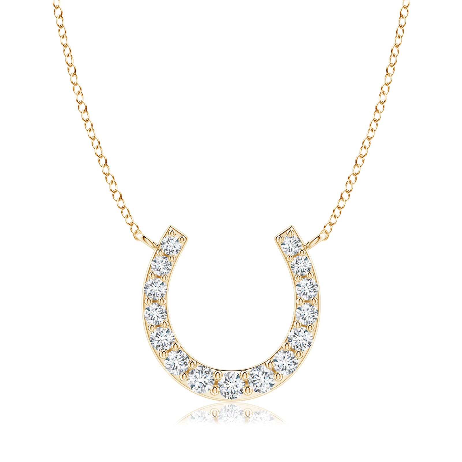 Angara . CTW Lab-Grown Classic Diamond Horseshoe Necklace in K Yellow Gold
