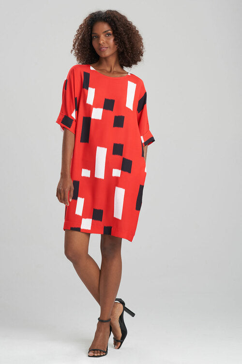 Takara Fluid Crepe Shirt Dress - RedBlack