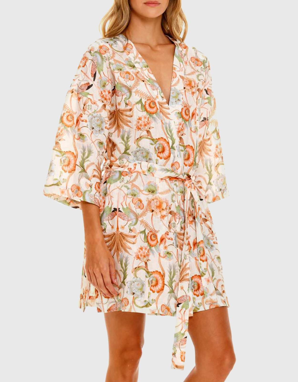The Lazy Poet Lola Peach Jungle Lush Kimono Robe