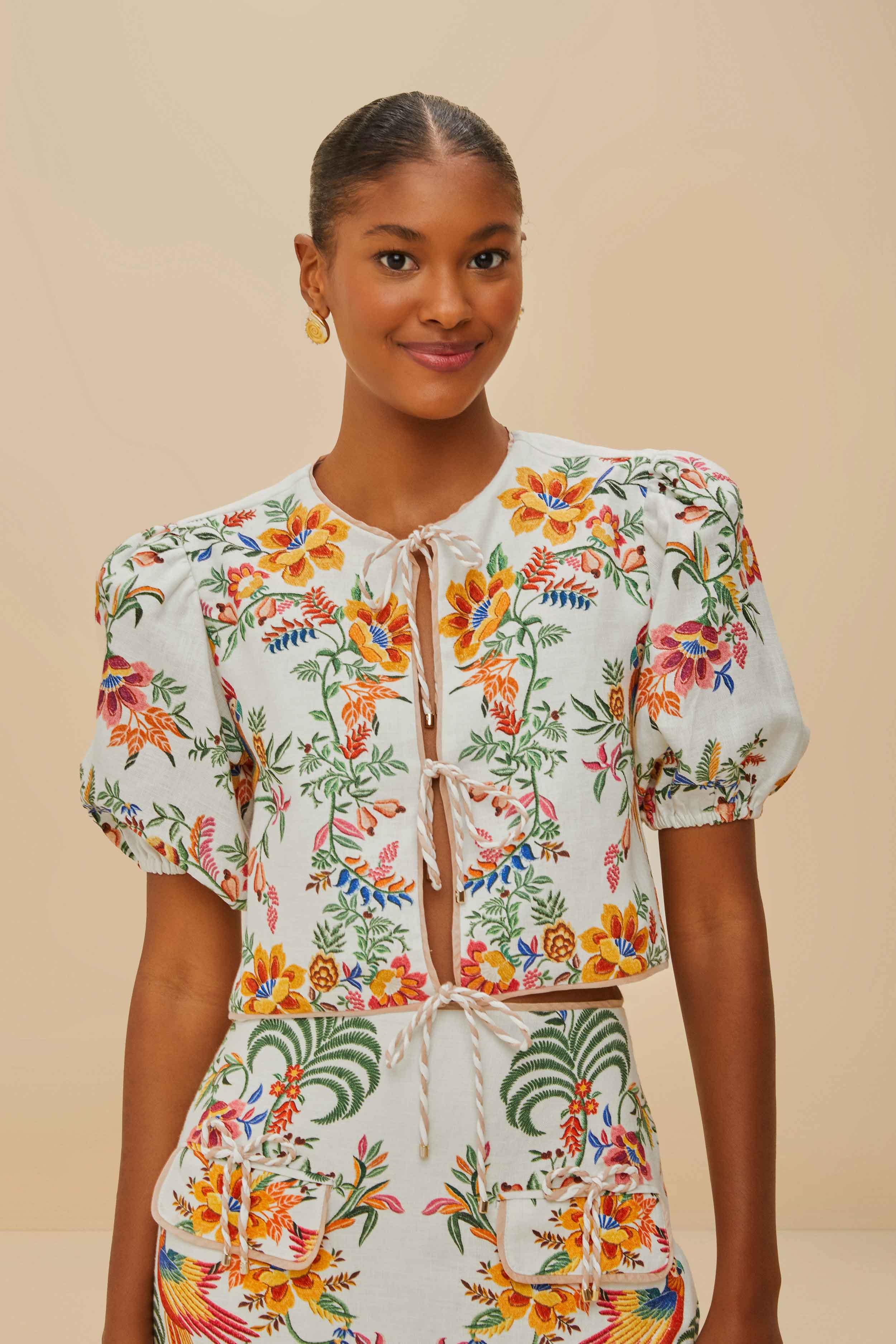 Off-White Delicate Forest Scarves Blouse, DELICATE FOREST SCARVES OFF