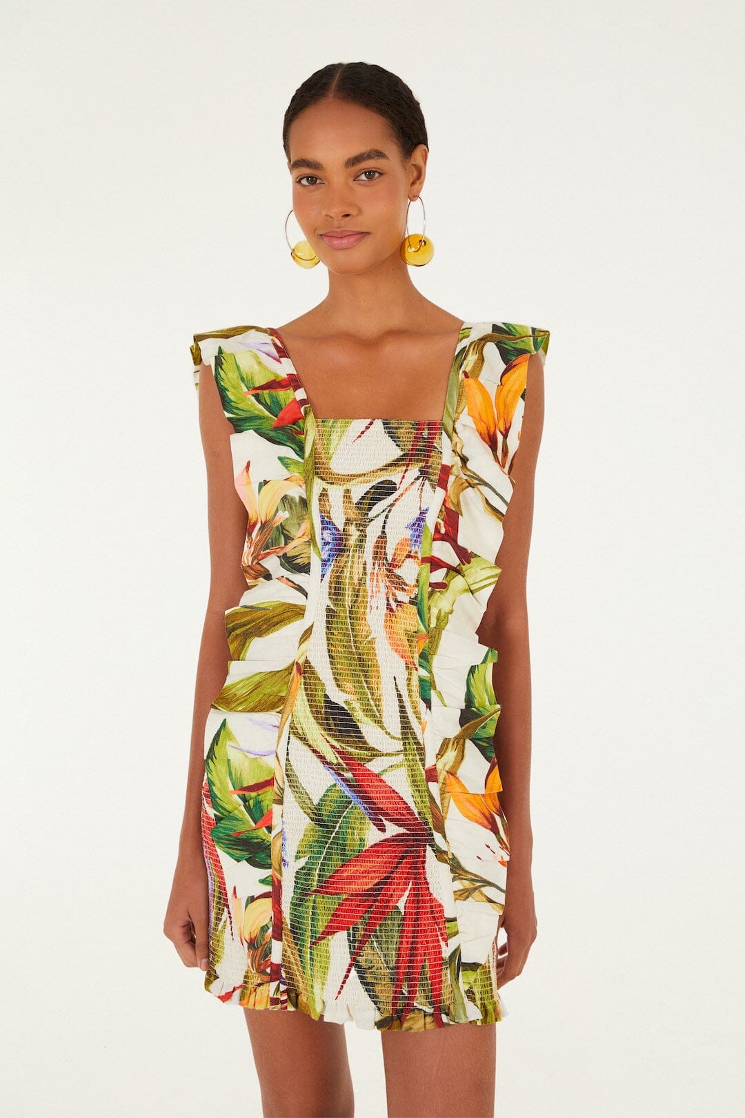 Sand Florart Short Sleeve Mini Dress, FLORART SAND