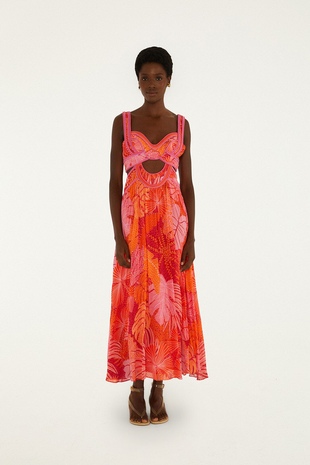 Multicolor Delicate Forest Cut-Out Maxi Dress, DELICATE FOREST MULTICOLOR