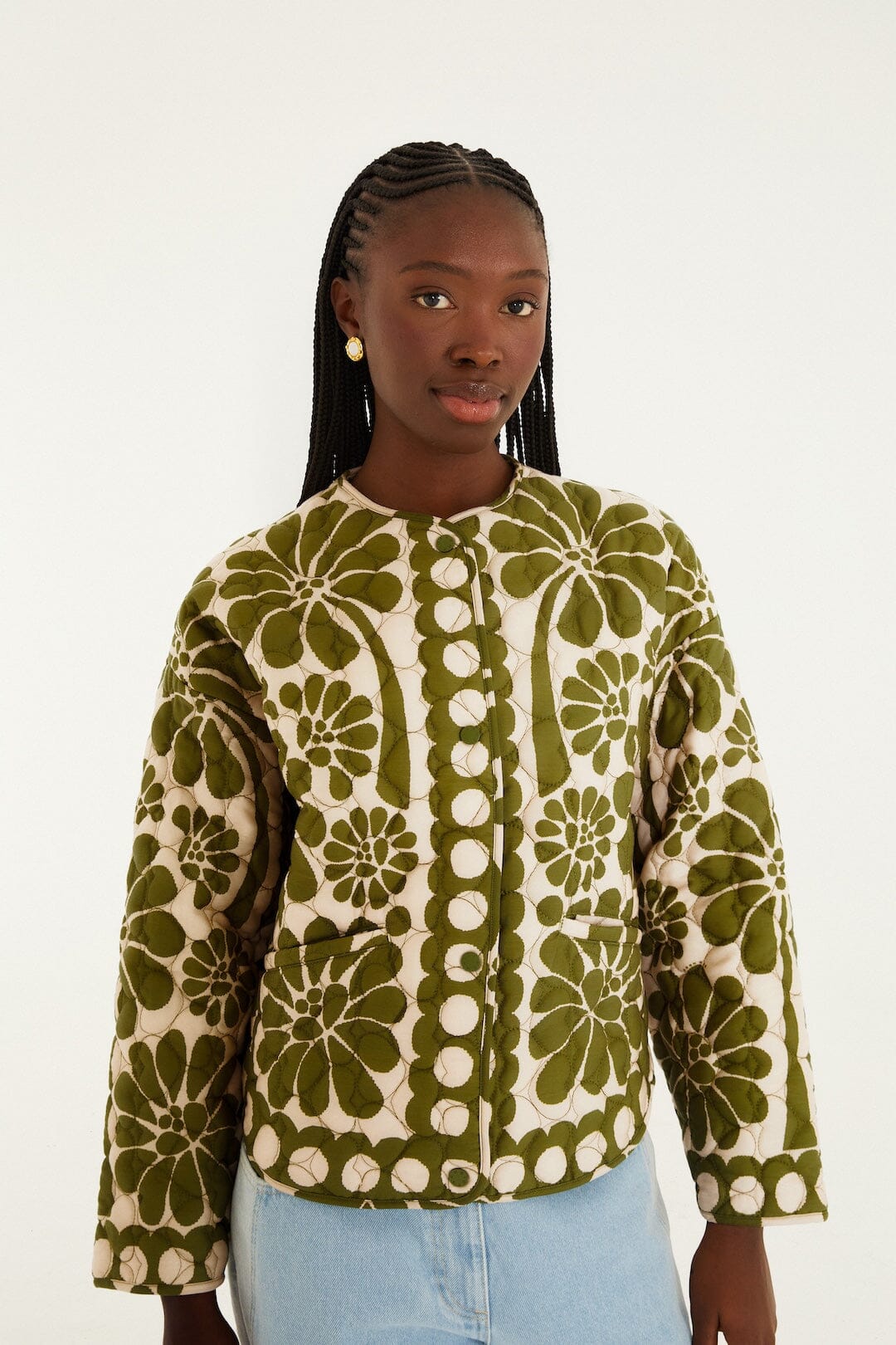 Green Palermo Pockets Quilted Jacket, PALERMO GREEN