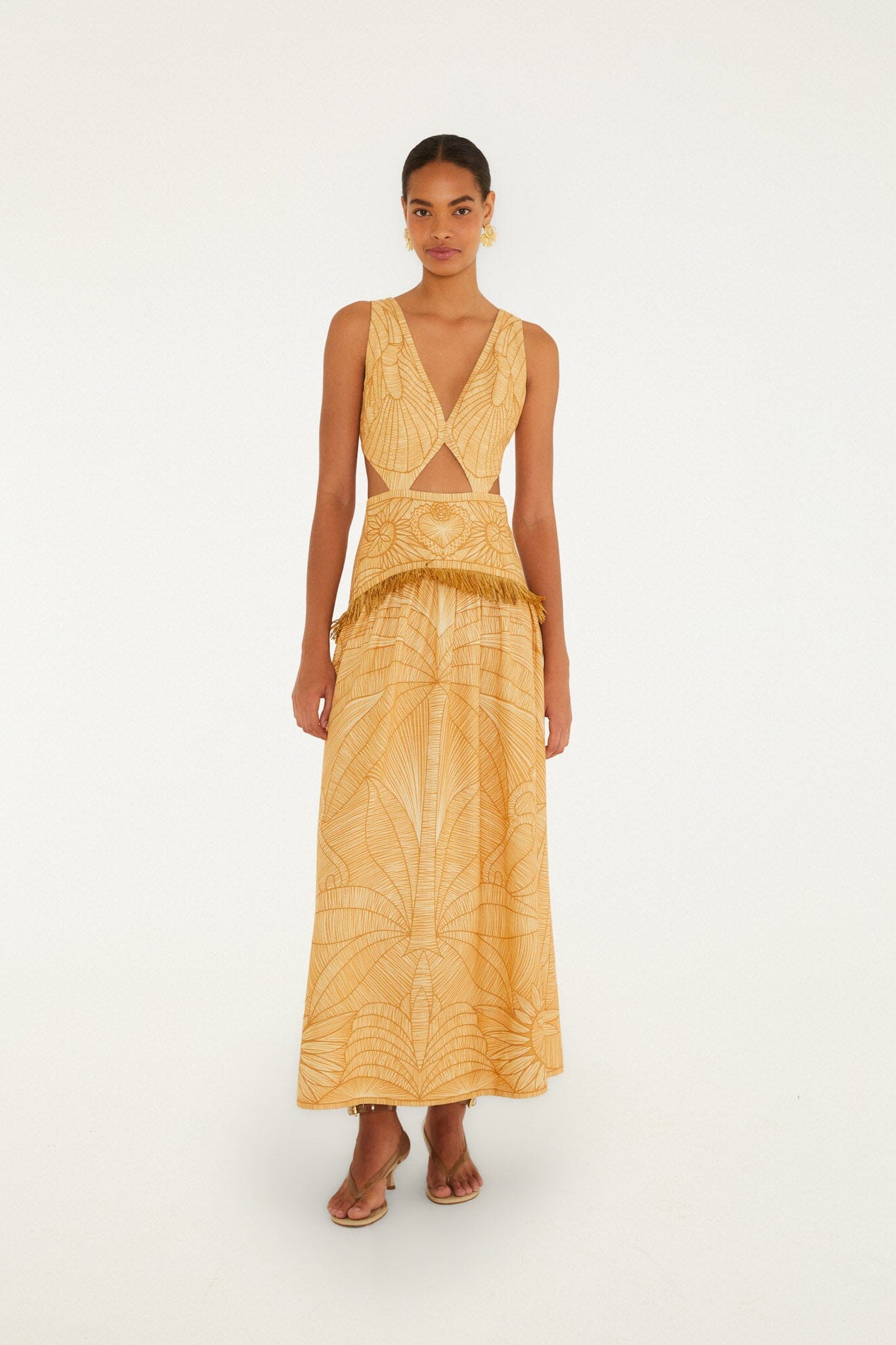 Caramel Usiacuri Cut-Out Maxi Dress, IACURI CARAMEL