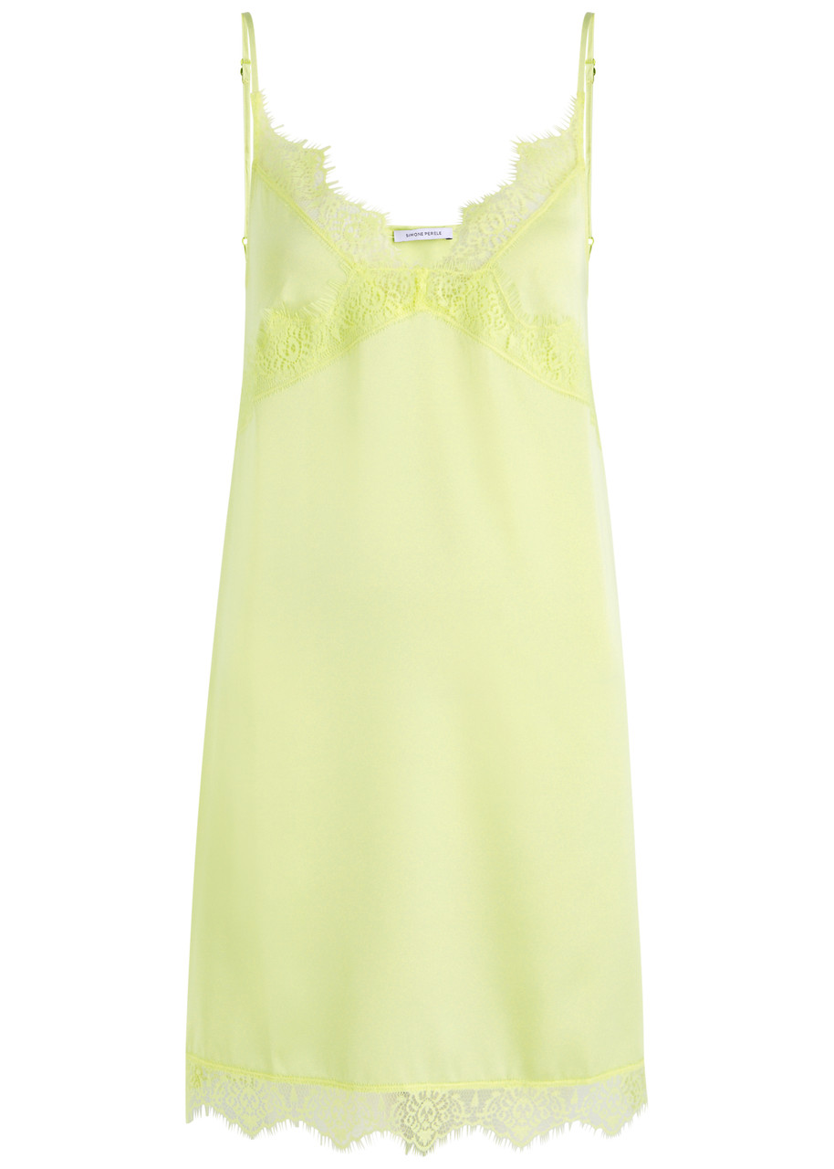 Simone PRLE Satin Secrets Lace-trim Satin Night Dress - Yellow - S