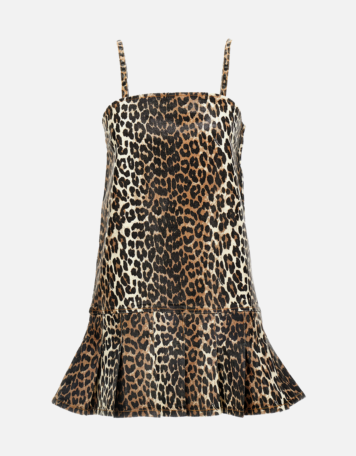 Ganni Cotton Blend Leopard Mini Dress -