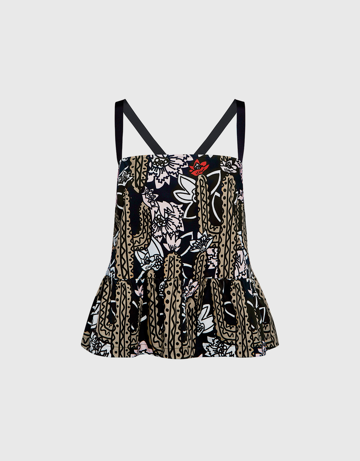 Markus Lupfer Cactus Flower Print Peplum Top