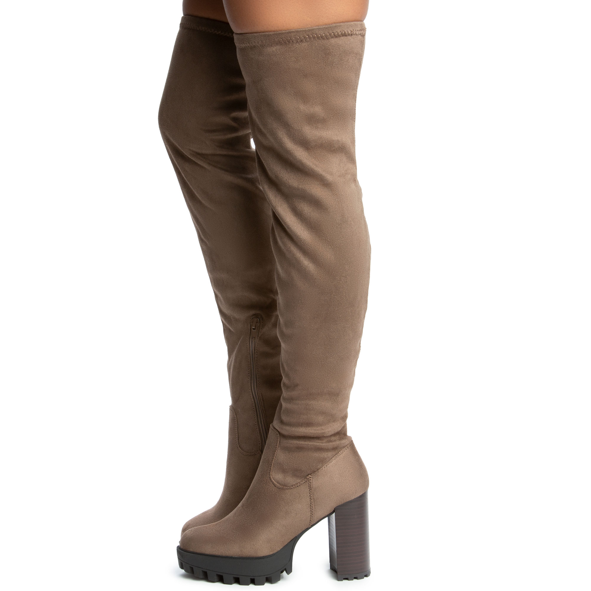 Women Intense- Thigh High Boot Taupe Suede Boots Taupe Suede