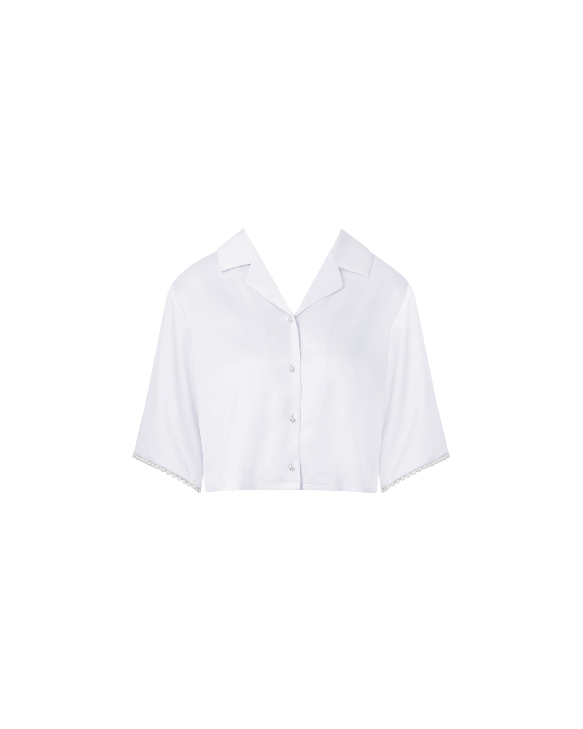 Bluebella Pearl Luxury Satin Shirt WhitePearl