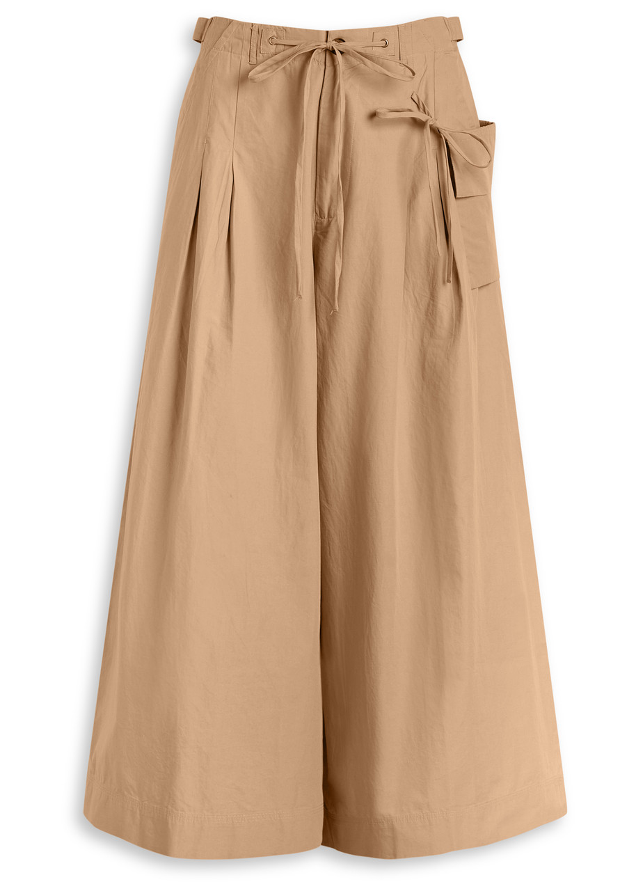 Damson Madder Tatianna Cotton Culotte Trousers - Tan -