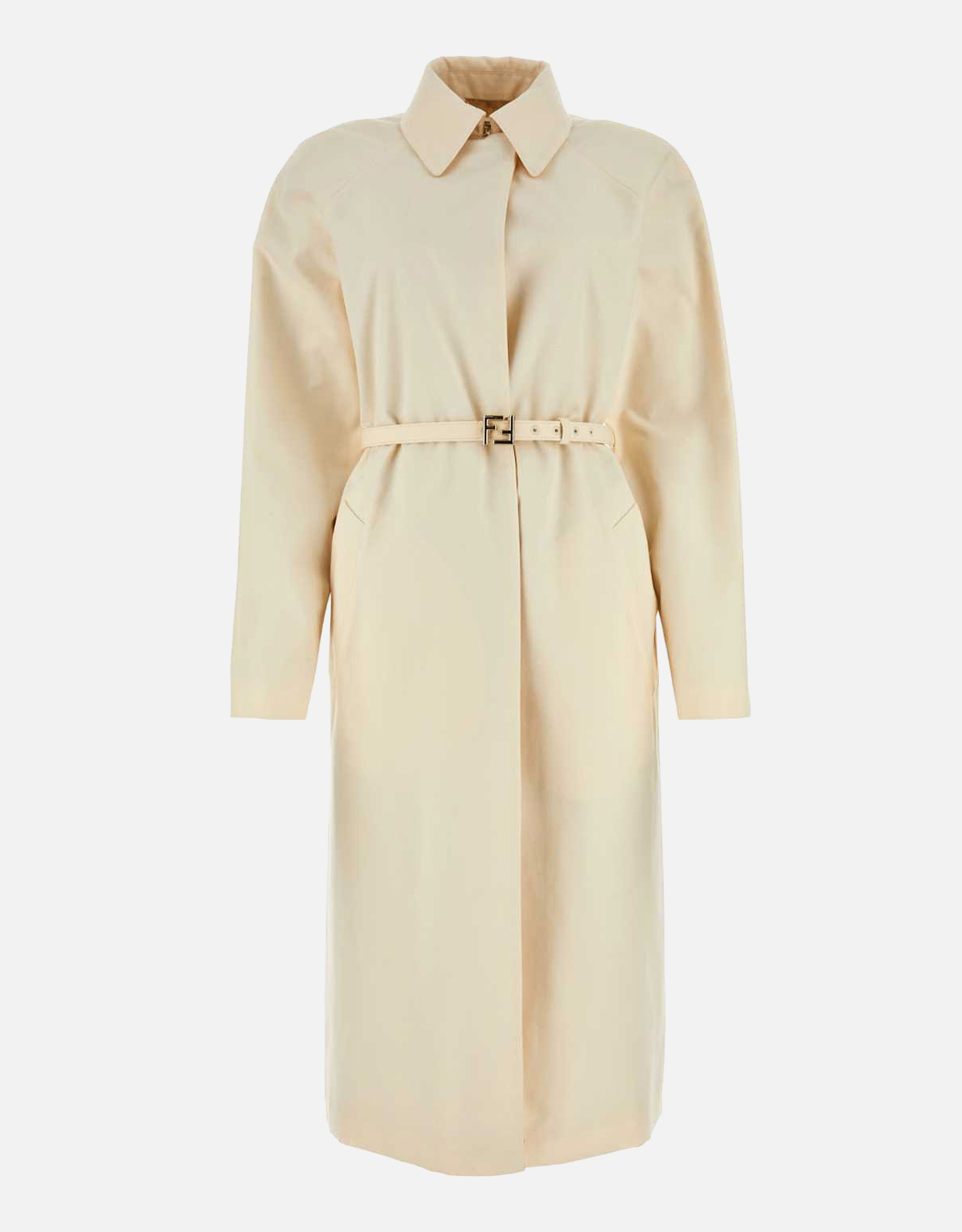 Fendi Ivory Polyester Blend Overcoat - IT