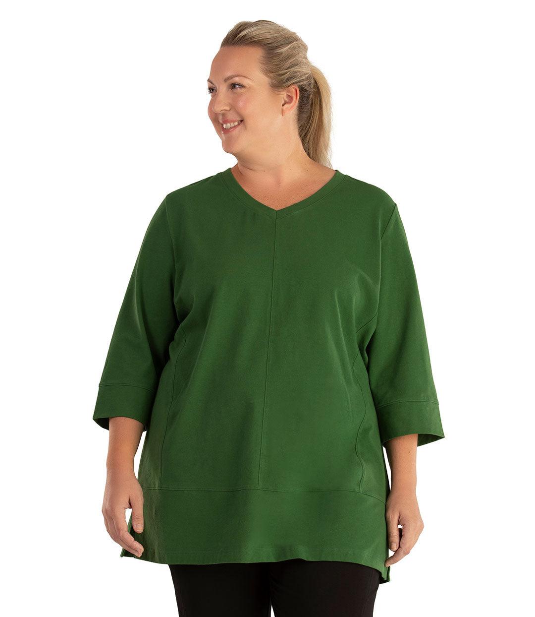 Stretch Naturals Princess V-Neck Tunic Classic Colors - FINAL SALE, X Evergreen