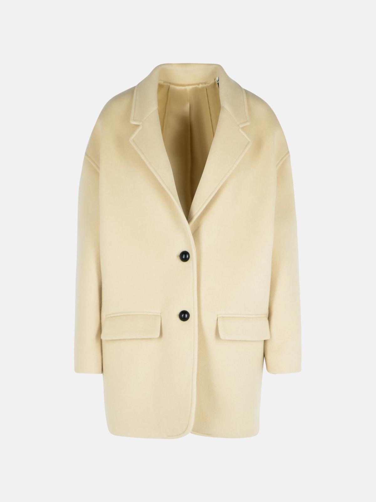 ISABEL MARANT 'Campbelle' Beige Virgin Wool Blend Coat