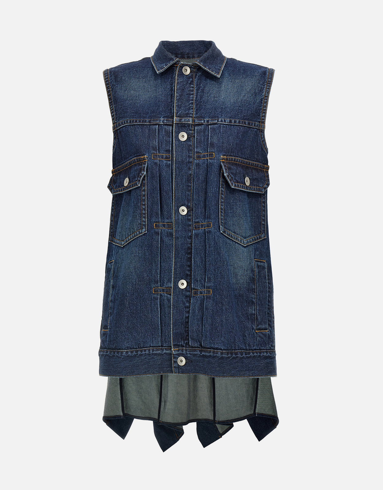 Sacai Ruffled Denim Mini Dress