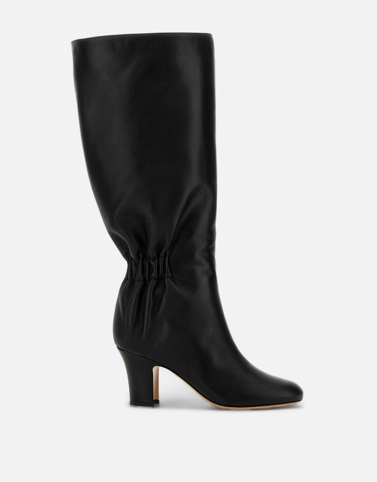 Salvatore Ferragamo Calfskin Knee Boot With Ruched Detail - .