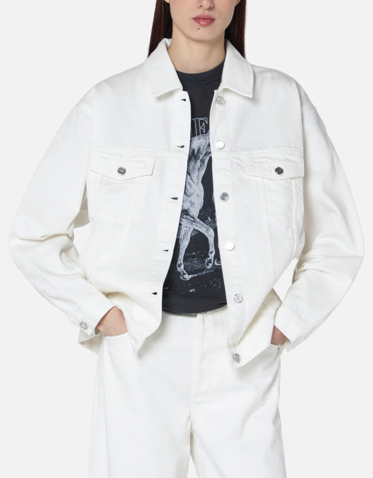 ANINE BING Ecru Organic Cotton Denim Jacket