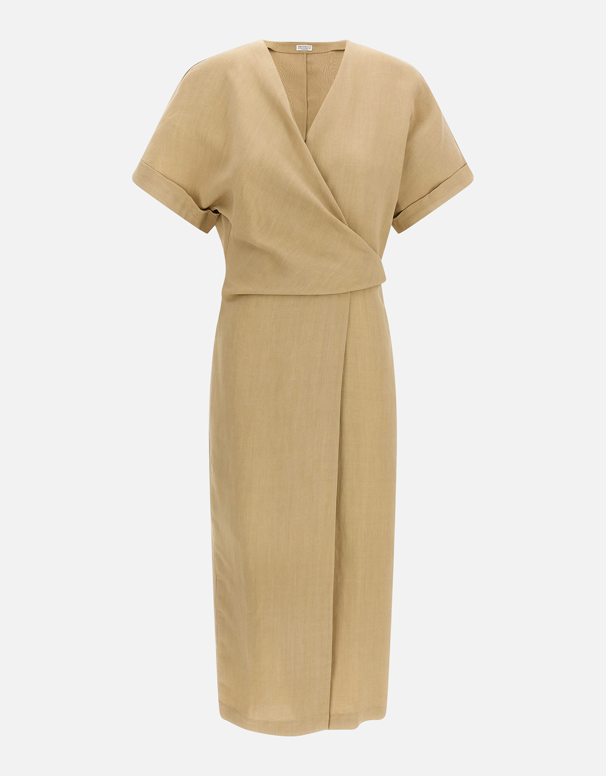 Brunello Cucinelli Wrap Viscose Linen Midi Dress