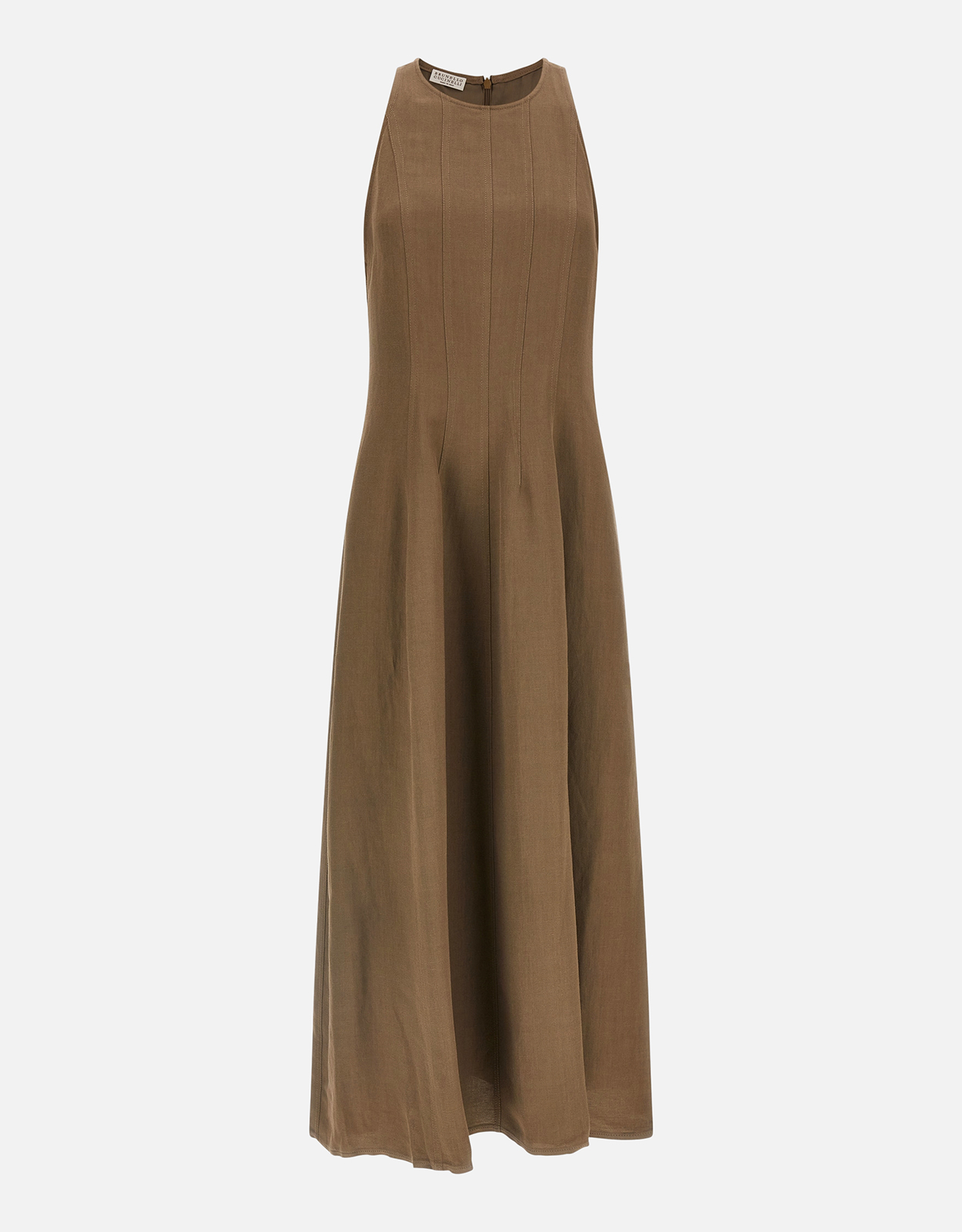 Brunello Cucinelli Fluid Viscose Linen A-Line Dress