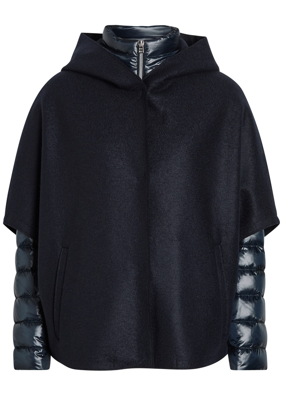 Herno Layered Quilted Shell and Wool Jacket - Navy - S