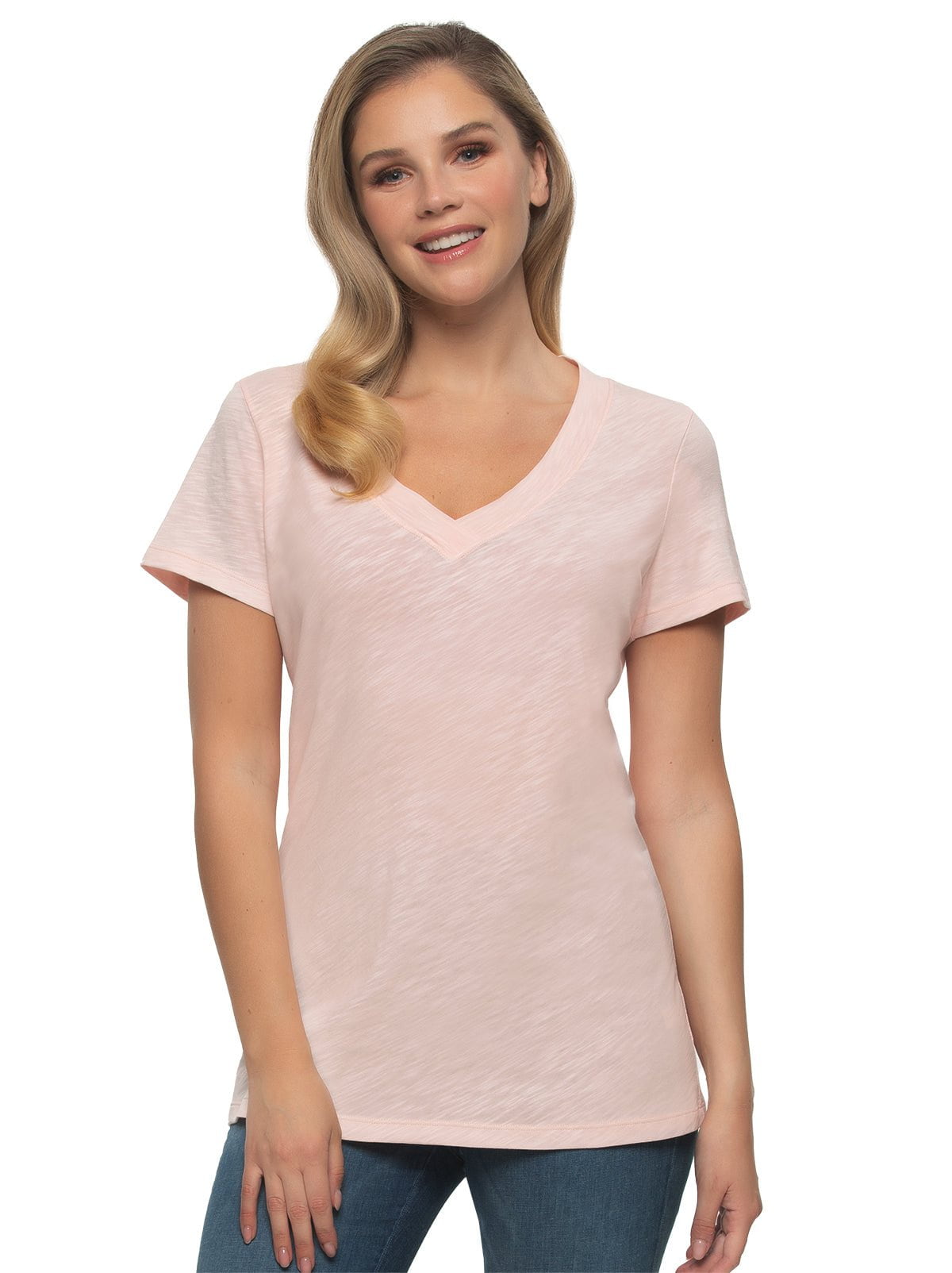Slub Jersey V-Neck Tunic, Pink Salt Small
