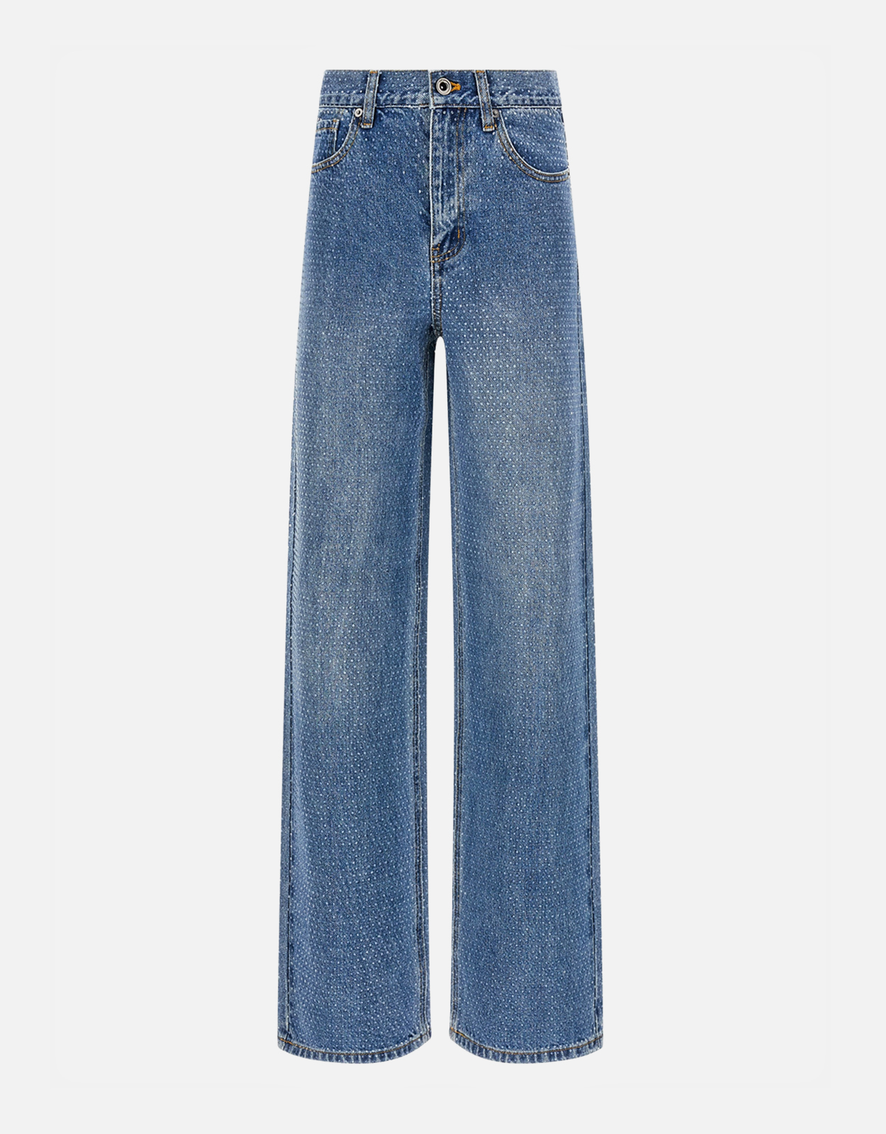 Self-Portrait Rhinestone Denim Straight Leg Jeans