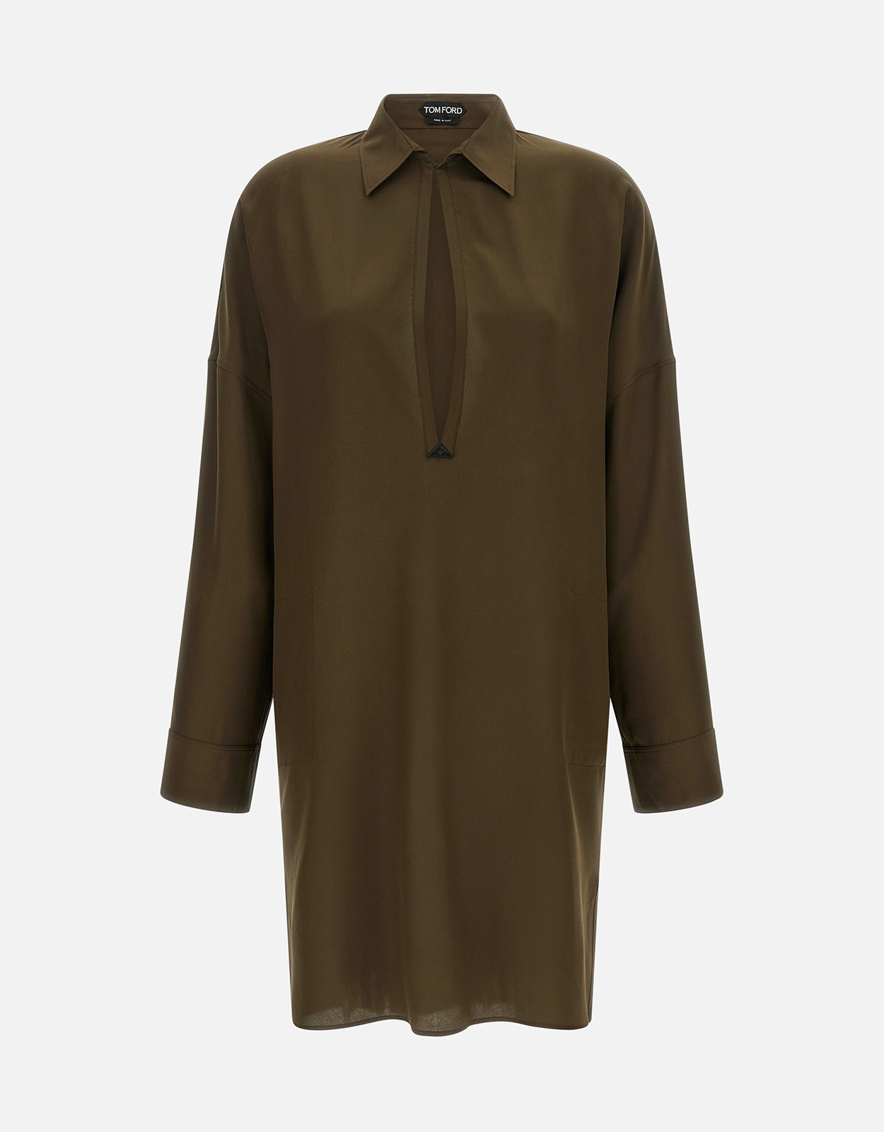 Tom Ford Silk Crepe De Chine Tunic Dress With Leather Details - IT