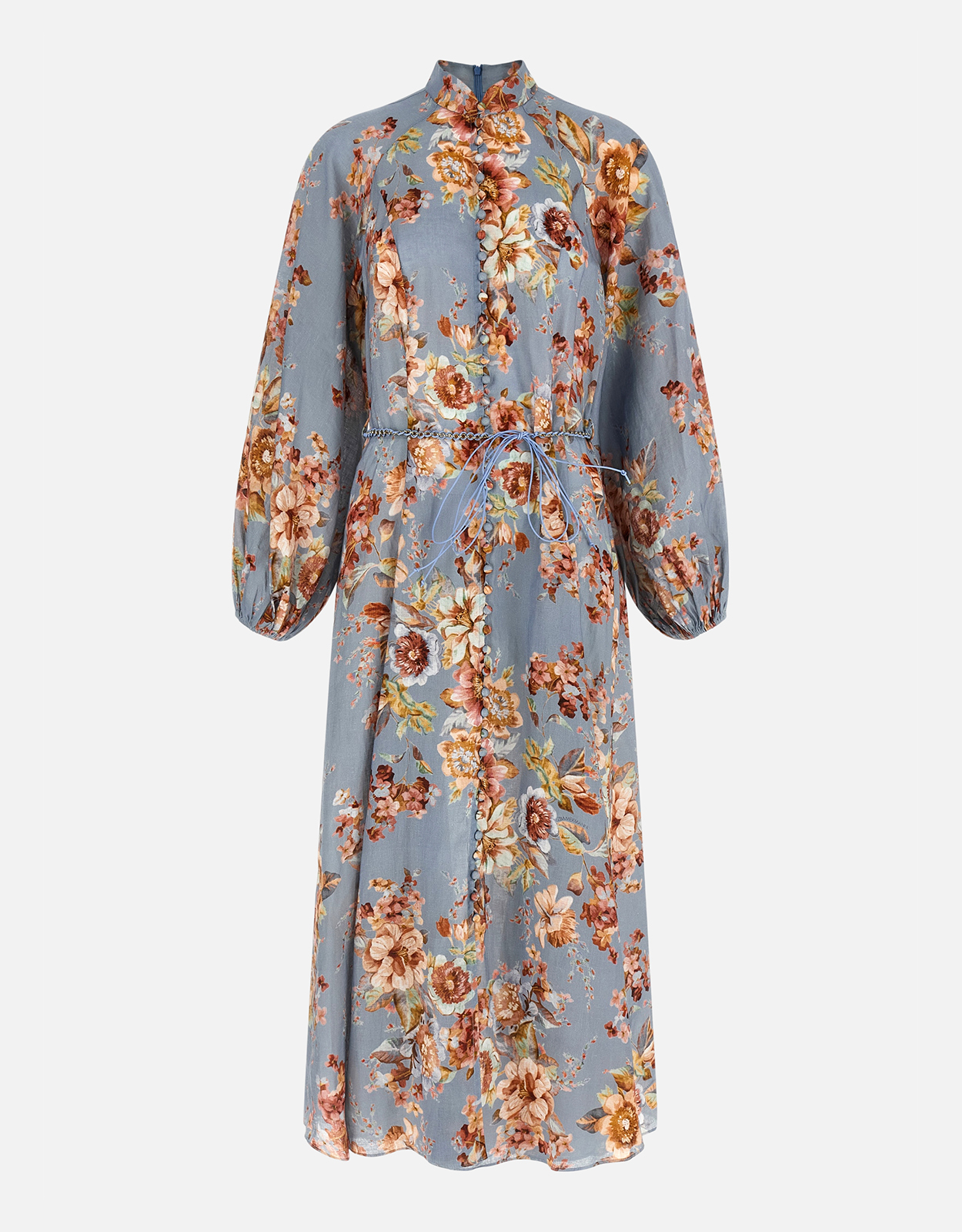Zimmermann Awaken Linen Floral Print Flared Dress