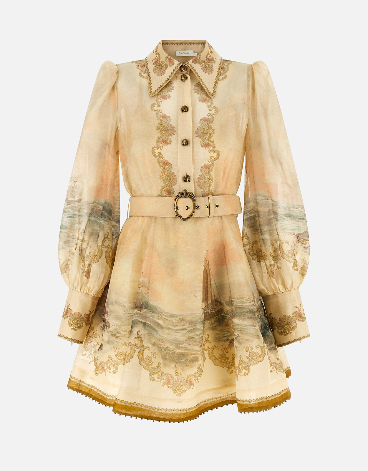 Zimmermann Rebellion Marine Silk Linen Mini Dress