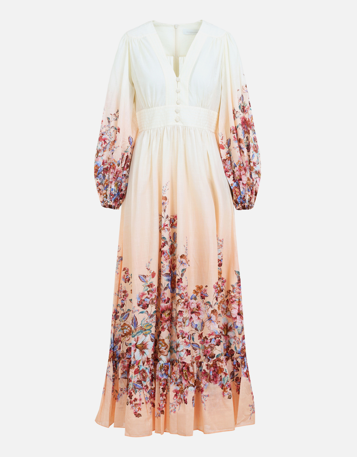 Zimmermann Awaken Cotton Floral Plunge Maxi Dress