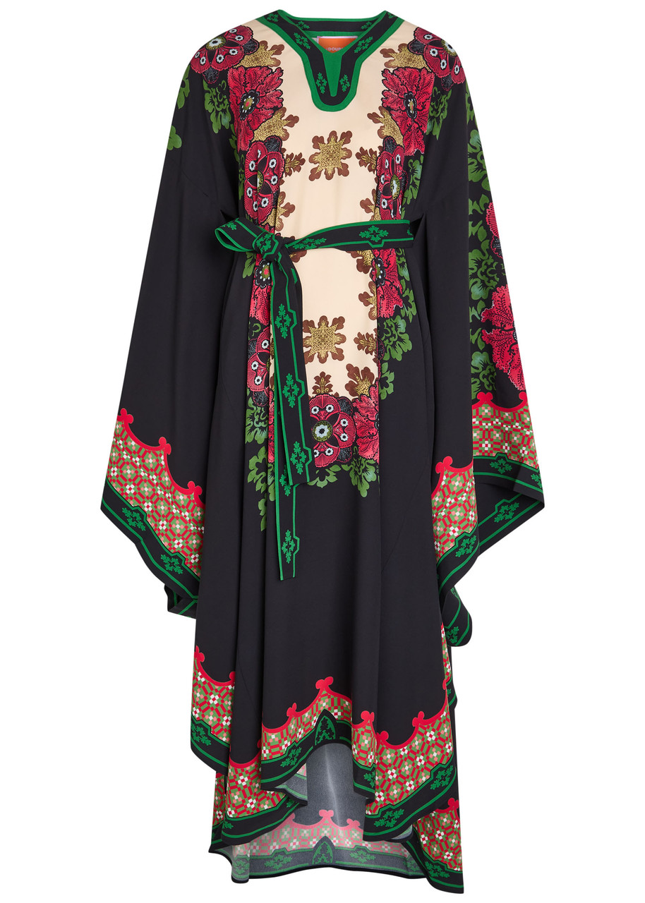 LA Double J Karis Floral-print Crepe Midi Kaftan Dress - Multicoloured